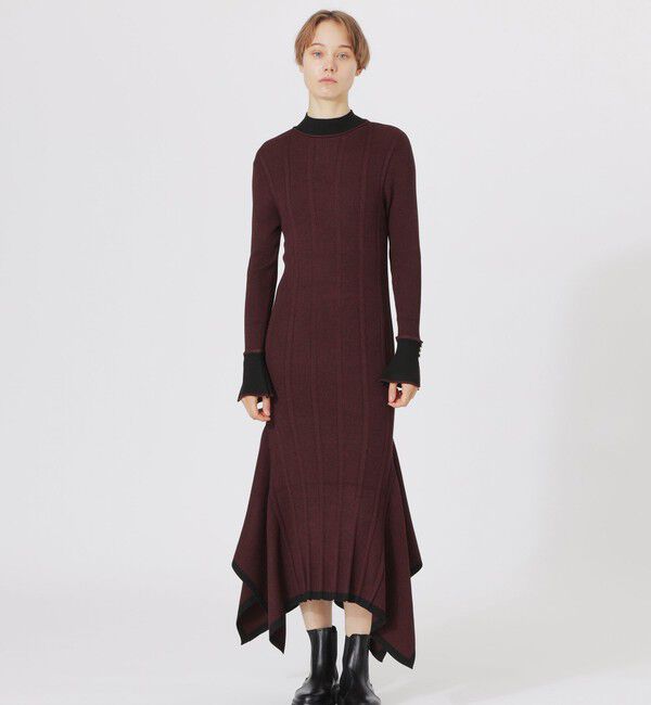  「レイヤードライクニットワンピース」|ワンピース|レッド