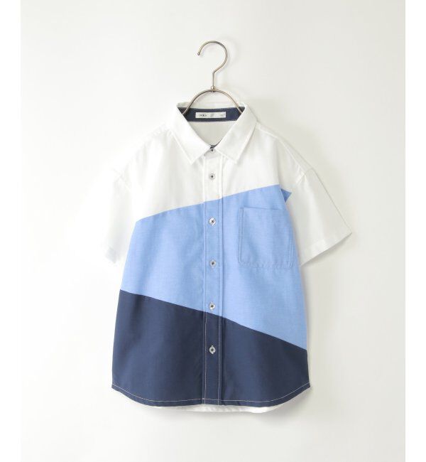 ikka kids「アシメ切り替え半袖シャツ（120~160cm）」|シャツ・ブラウス|オフホワイト