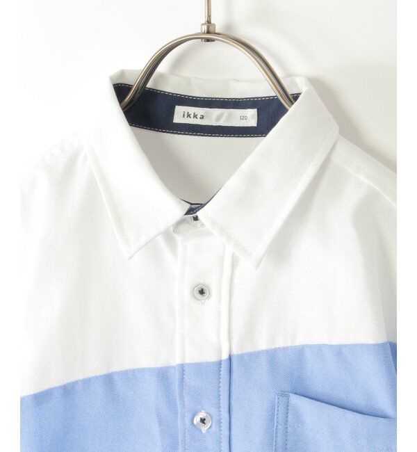 ikka kids「アシメ切り替え半袖シャツ（120~160cm）」|シャツ・ブラウス|