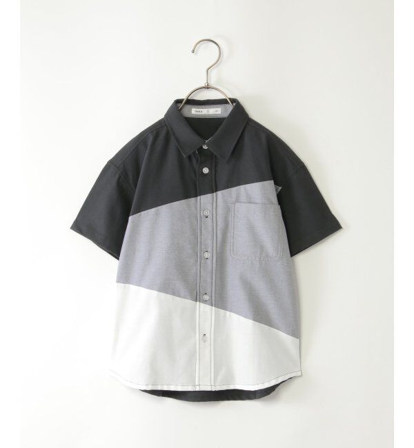 ikka kids「アシメ切り替え半袖シャツ（120~160cm）」|シャツ・ブラウス|ブラック