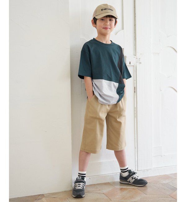 ikka kids「【親子おそろい】斜め切り替えブロックスT（120~160cm）」|Tシャツ・カットソー|