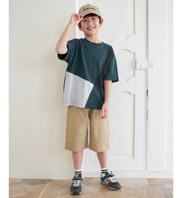 ikka kids「【親子おそろい】斜め切り替えブロックスT（120~160cm）」|Tシャツ・カットソー|