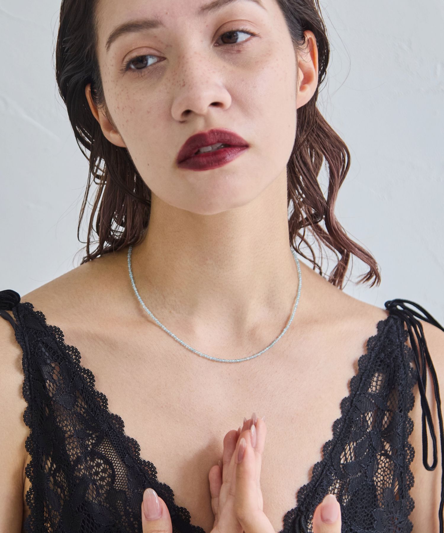 JUPITER「天然石ビーズネックレス/金属アレルギー対応/ニッケルフリー　アパタイト」|ネックレス|