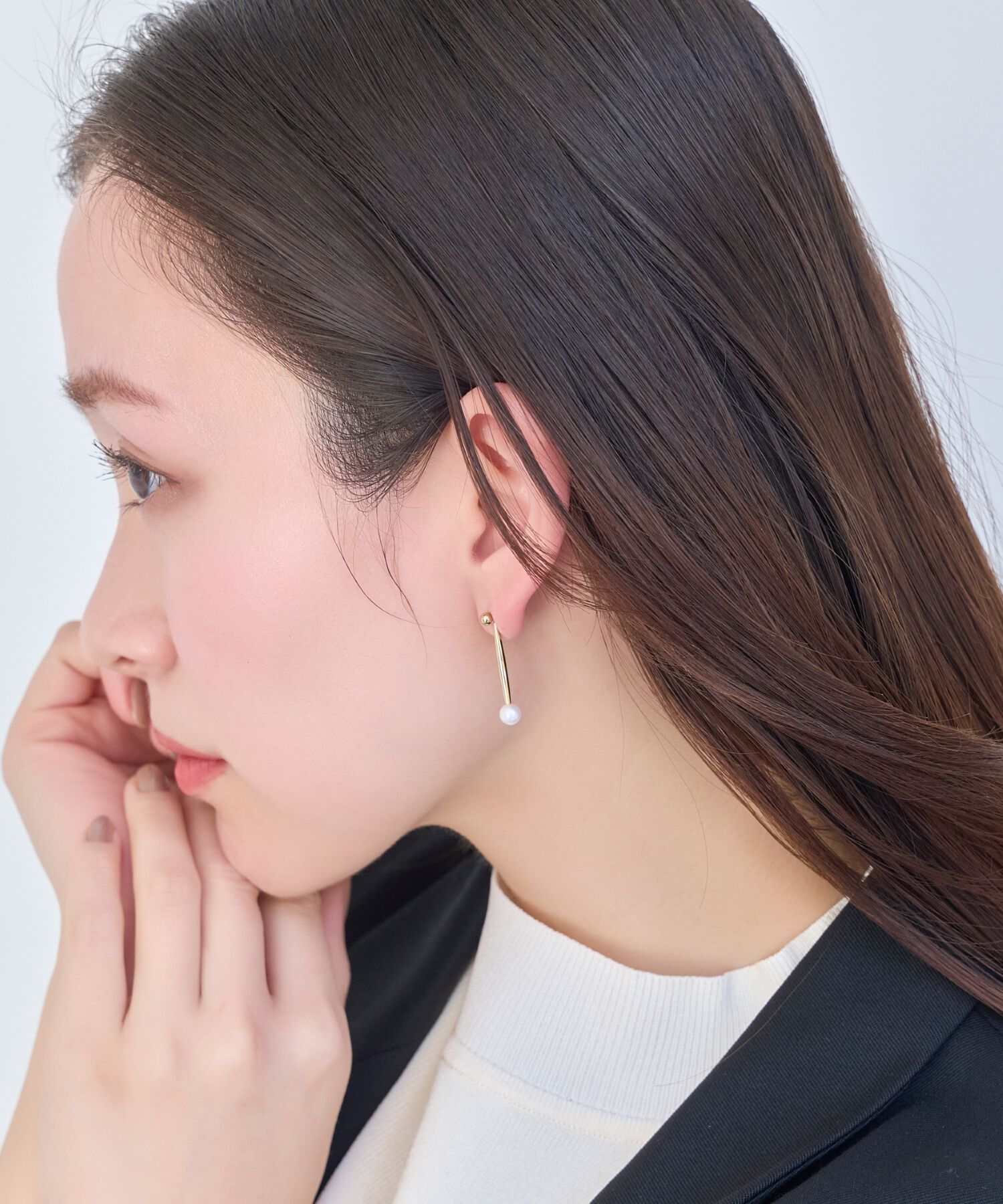 Phoebe「3wayロングメタルパールピアス」|ピアス|