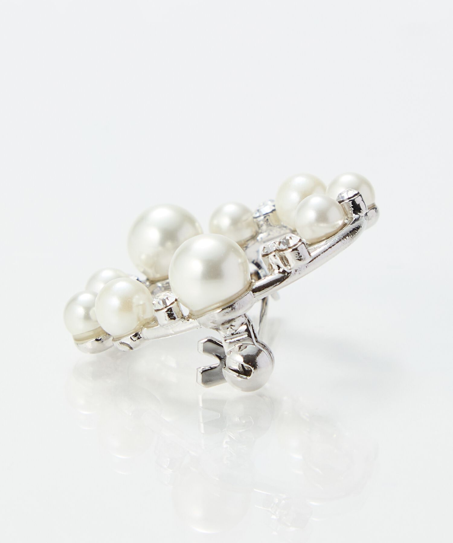 Phoebe「フォーマルパールビジューサークルブローチ　シルバー」|ブローチ・コサージュ|