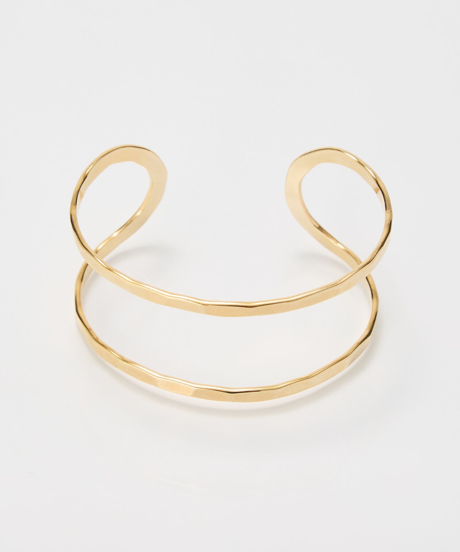 Phoebe「【金属アレルギー対応】2ラインテクスチャーワイドカフバングル　ゴールド/ニッケルフリー」|ブレスレット・バングル|