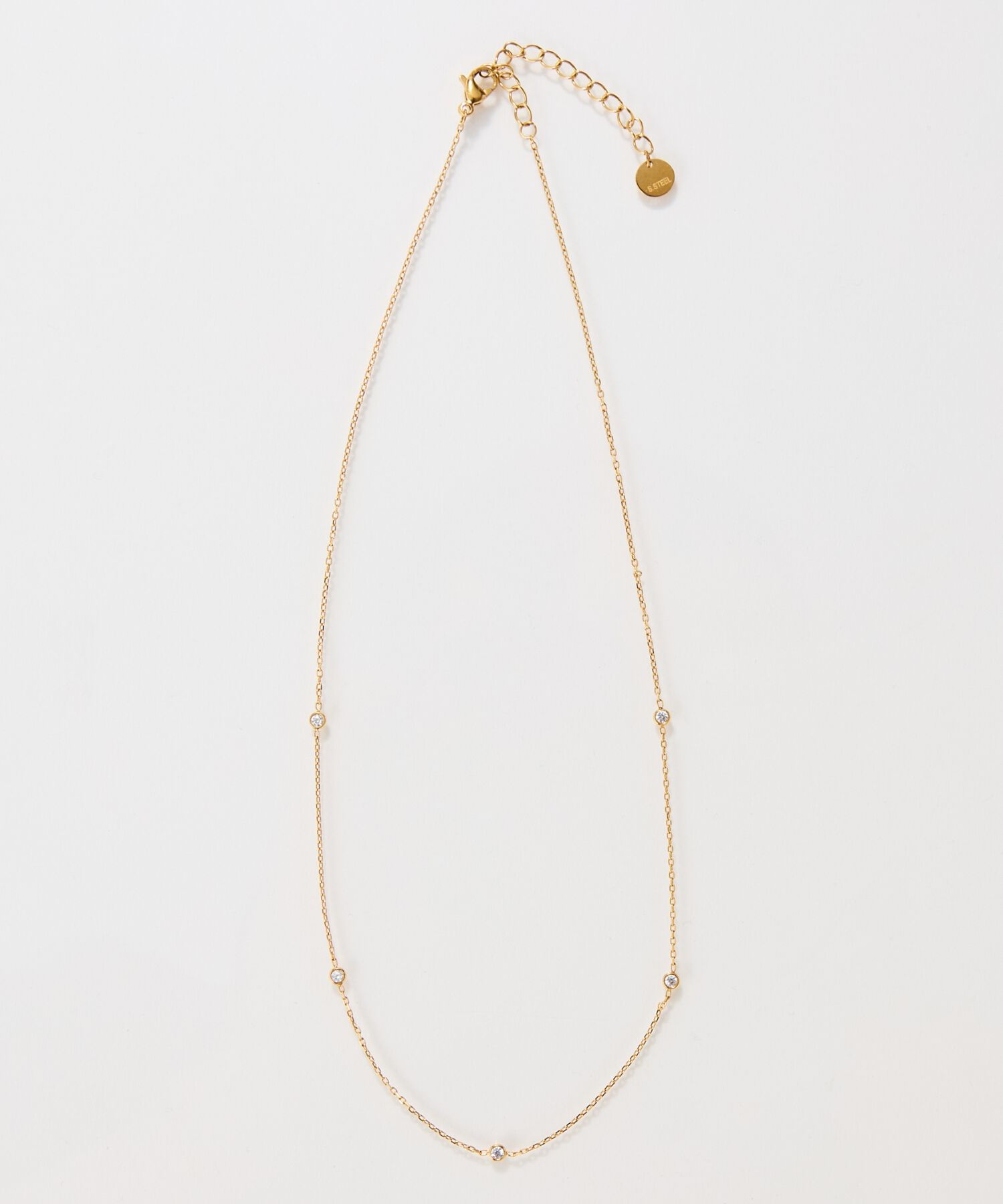 Phoebe「【金属アレルギー対応】ステーションビジューチョーカー/サージカルステンレス/38cm～43cm」|ネックレス|