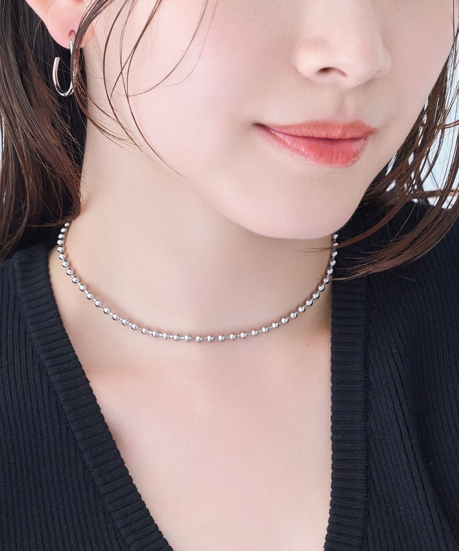 Phoebe「【金属アレルギー対応】ドットラインチョーカー　シルバー/ニッケルフリー/41.5cm」|ネックレス|