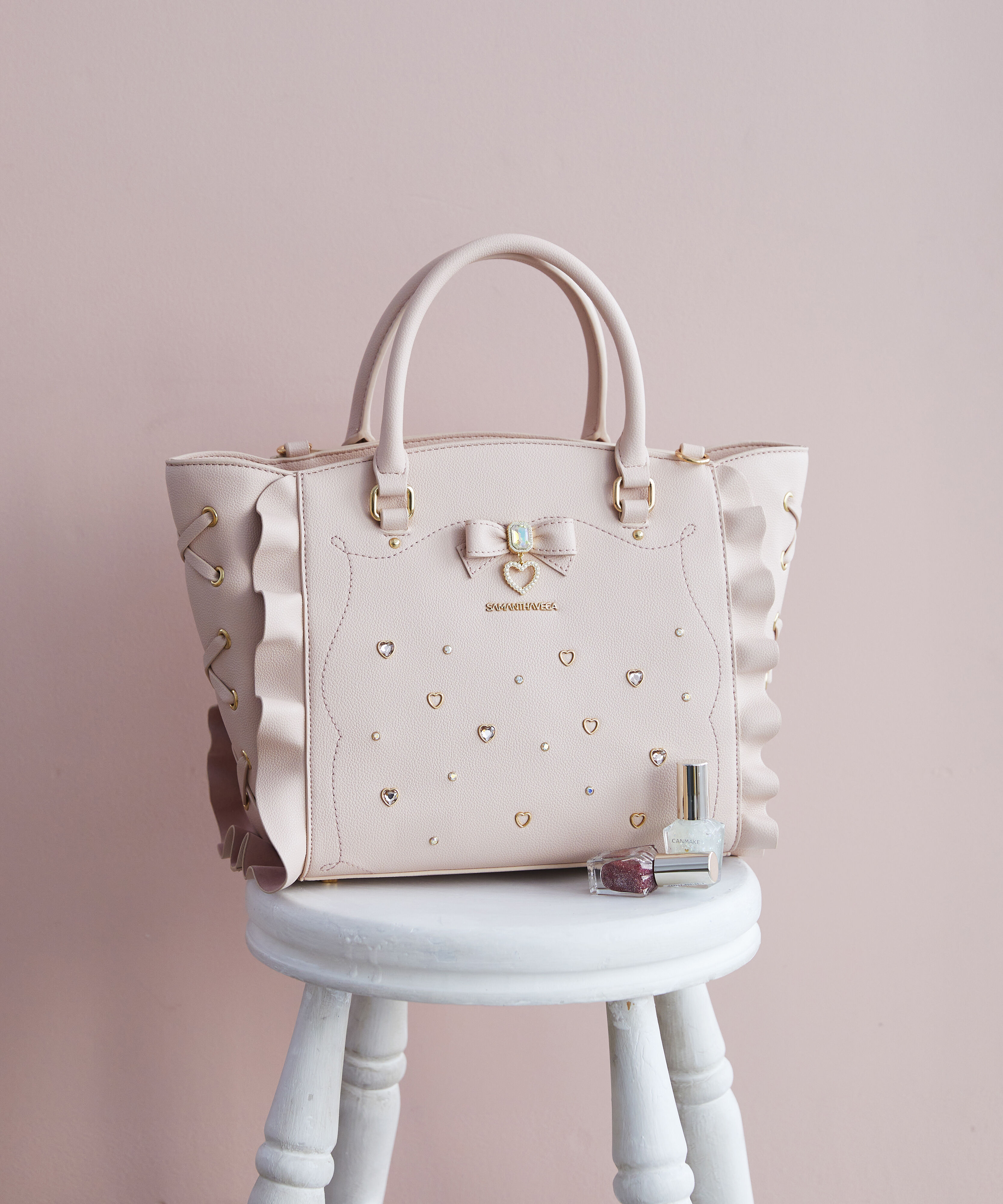 Samantha Vega「サイドレースアップリボンビジューフラッター」|ハンドバッグ|