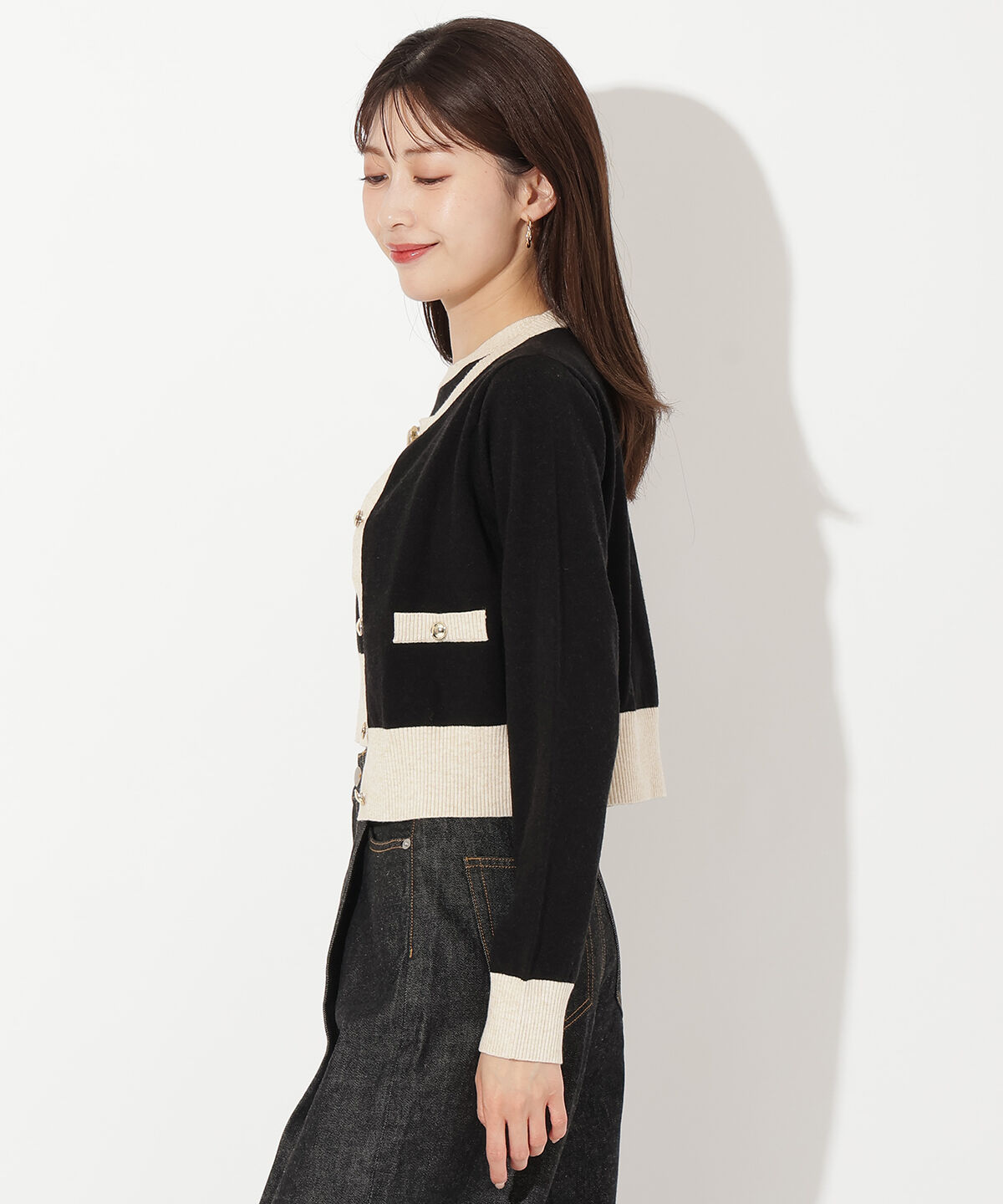 アンドクチュール「配色ニットアンサンブル」|カーディガン|