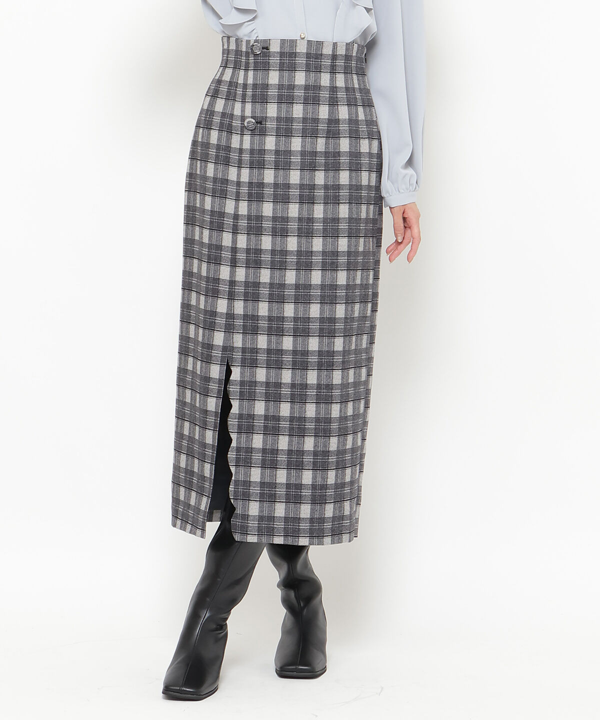 アンドクチュール「スカラップスリットタイトスカート」|タイト|