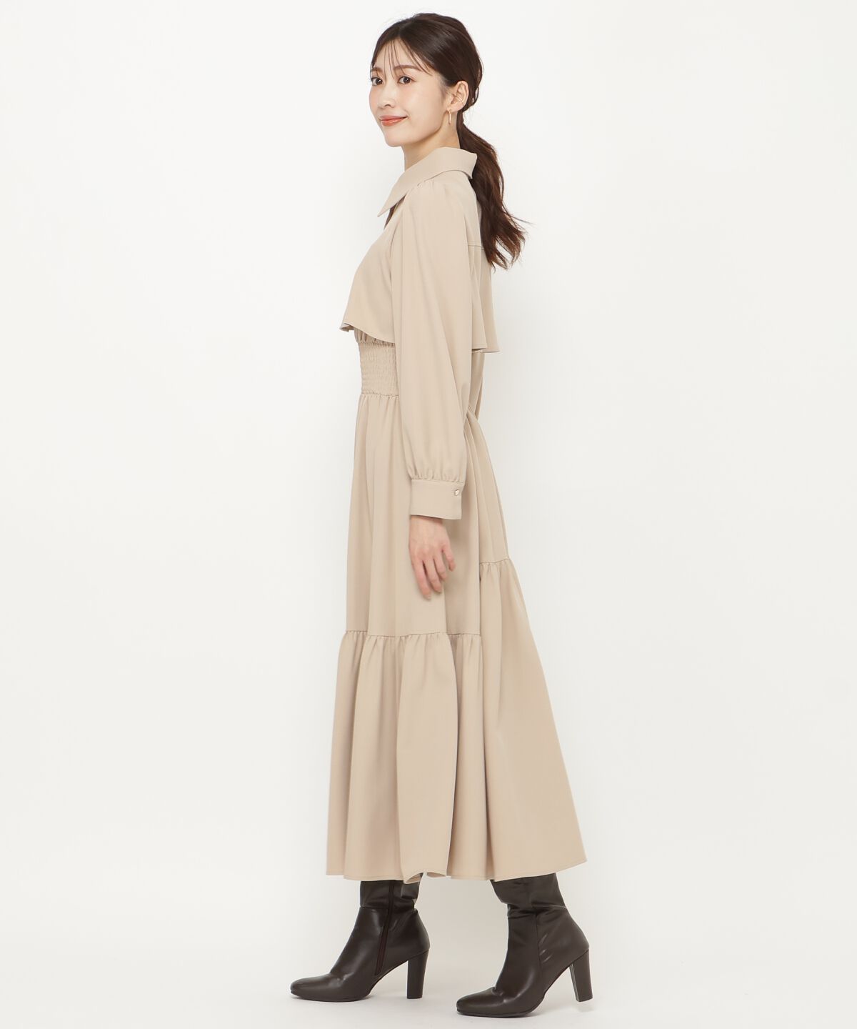 アンドクチュール「シャツレイヤード裾切替ワンピース」|ワンピース|