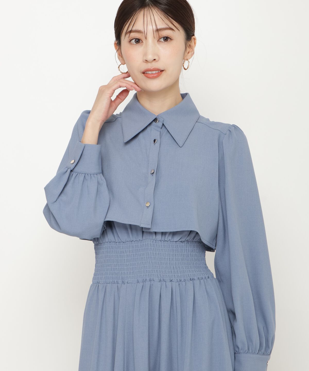 アンドクチュール「シャツレイヤード裾切替ワンピース」|ワンピース|