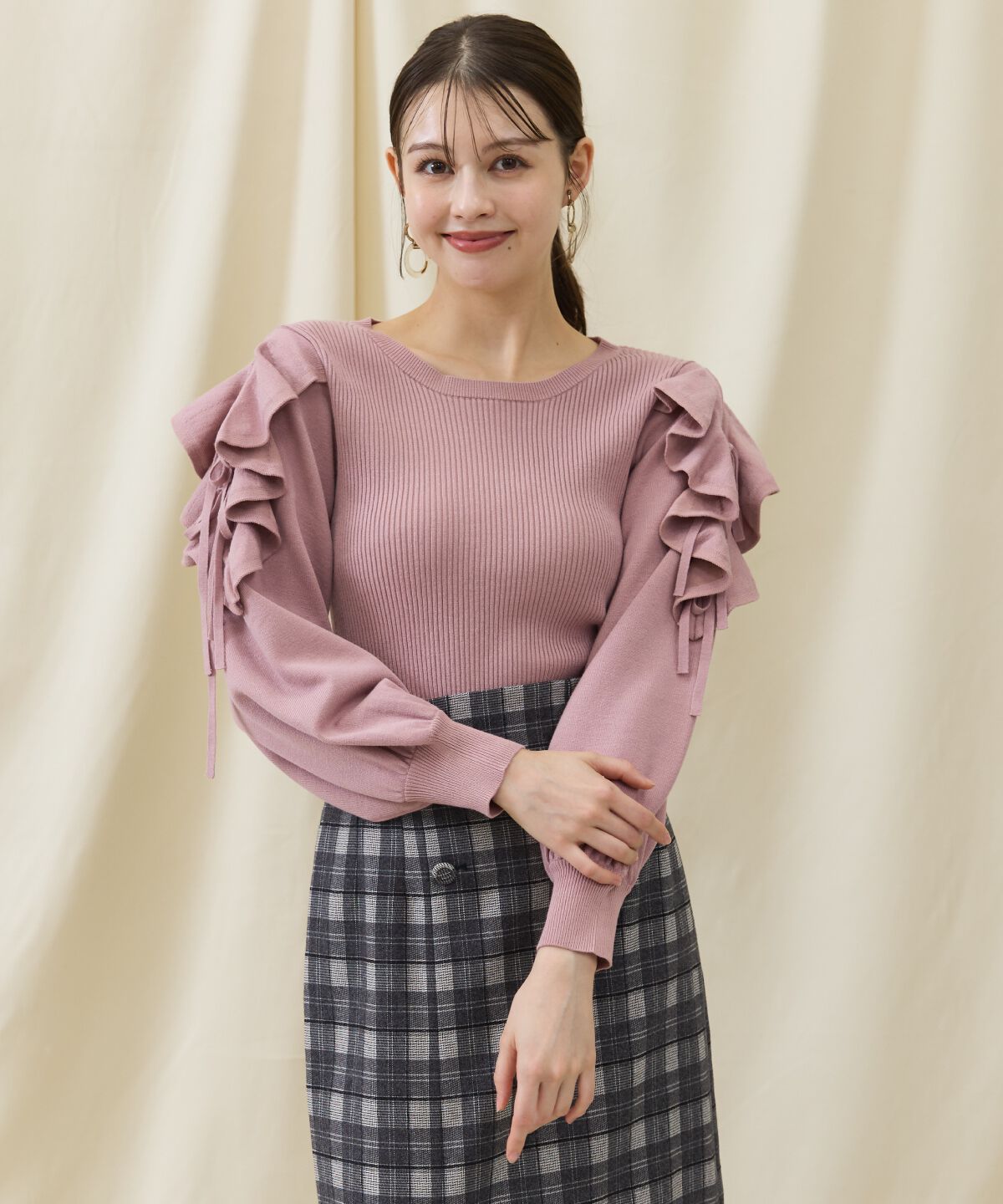 アンドクチュール「袖フリルニット」|ニット・セーター|