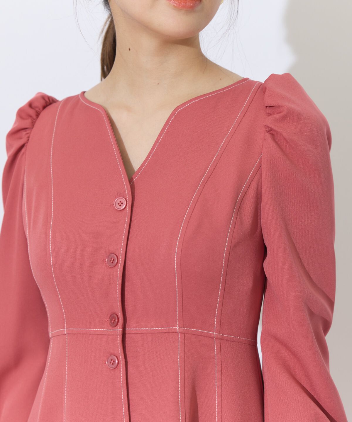 アンドクチュール「デコルテあき配色ステッチワンピース」|ワンピース|