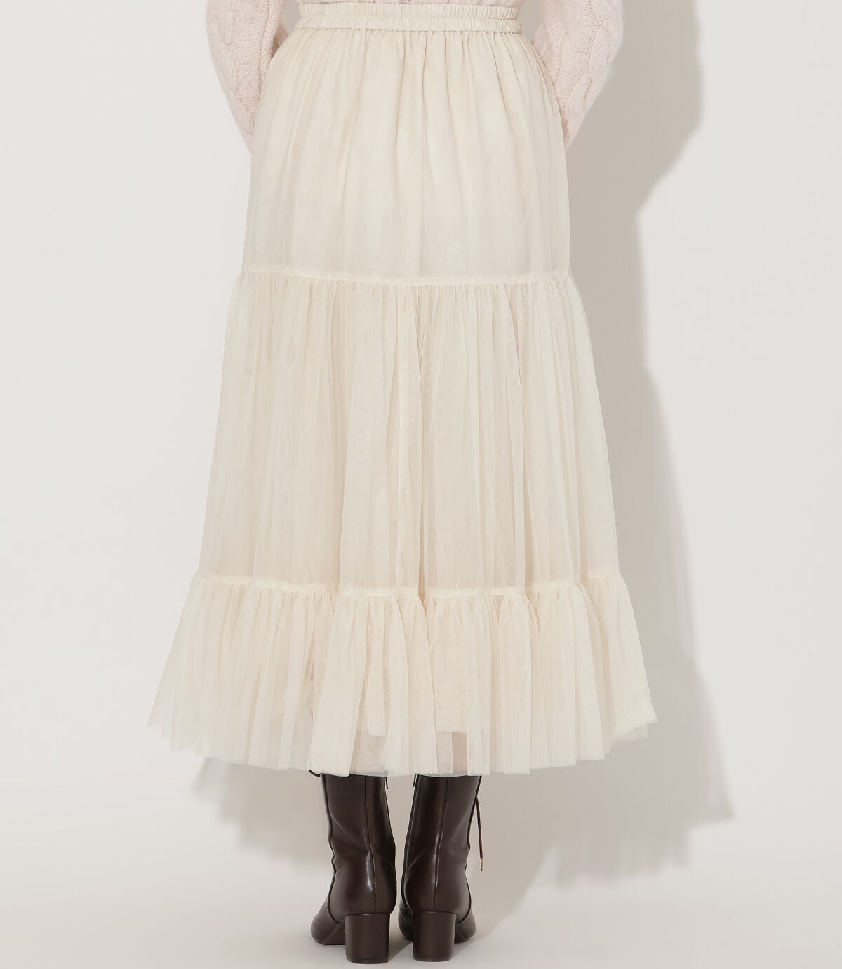 アンドクチュール「チュールティアードギャザースカート」|フレア|