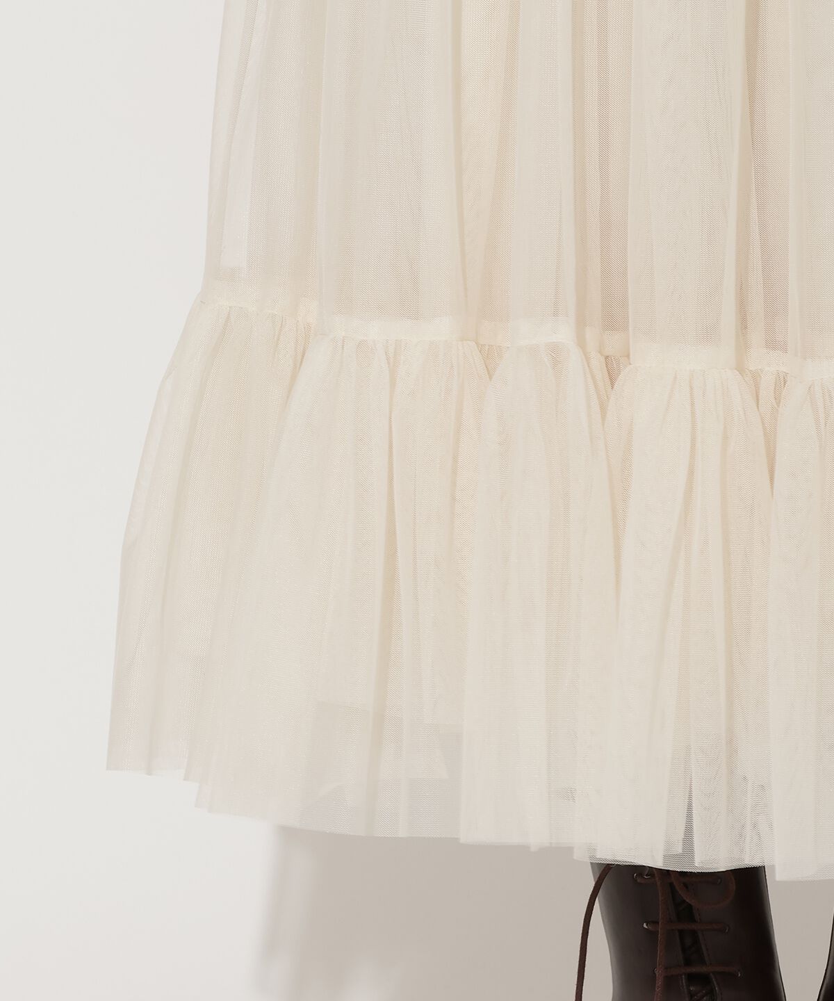 アンドクチュール「チュールティアードギャザースカート」|フレア|