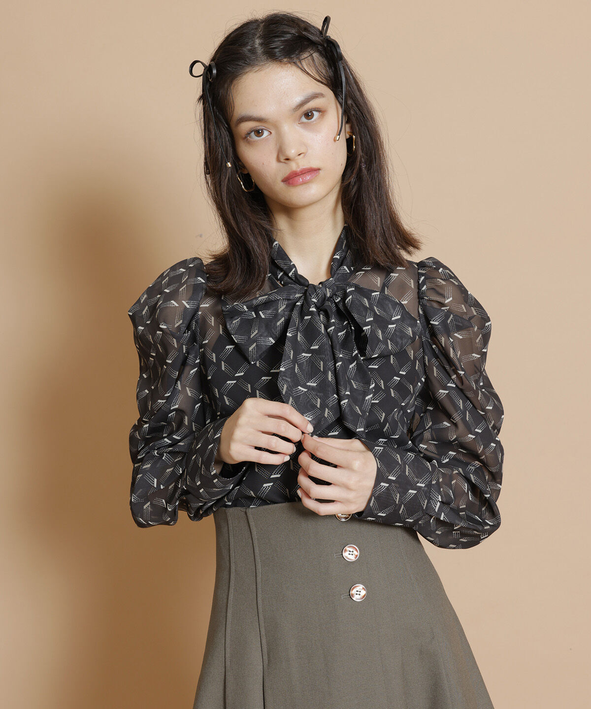 REDYAZEL「オリジナル総柄プリントブラウス」|シャツ・ブラウス|
