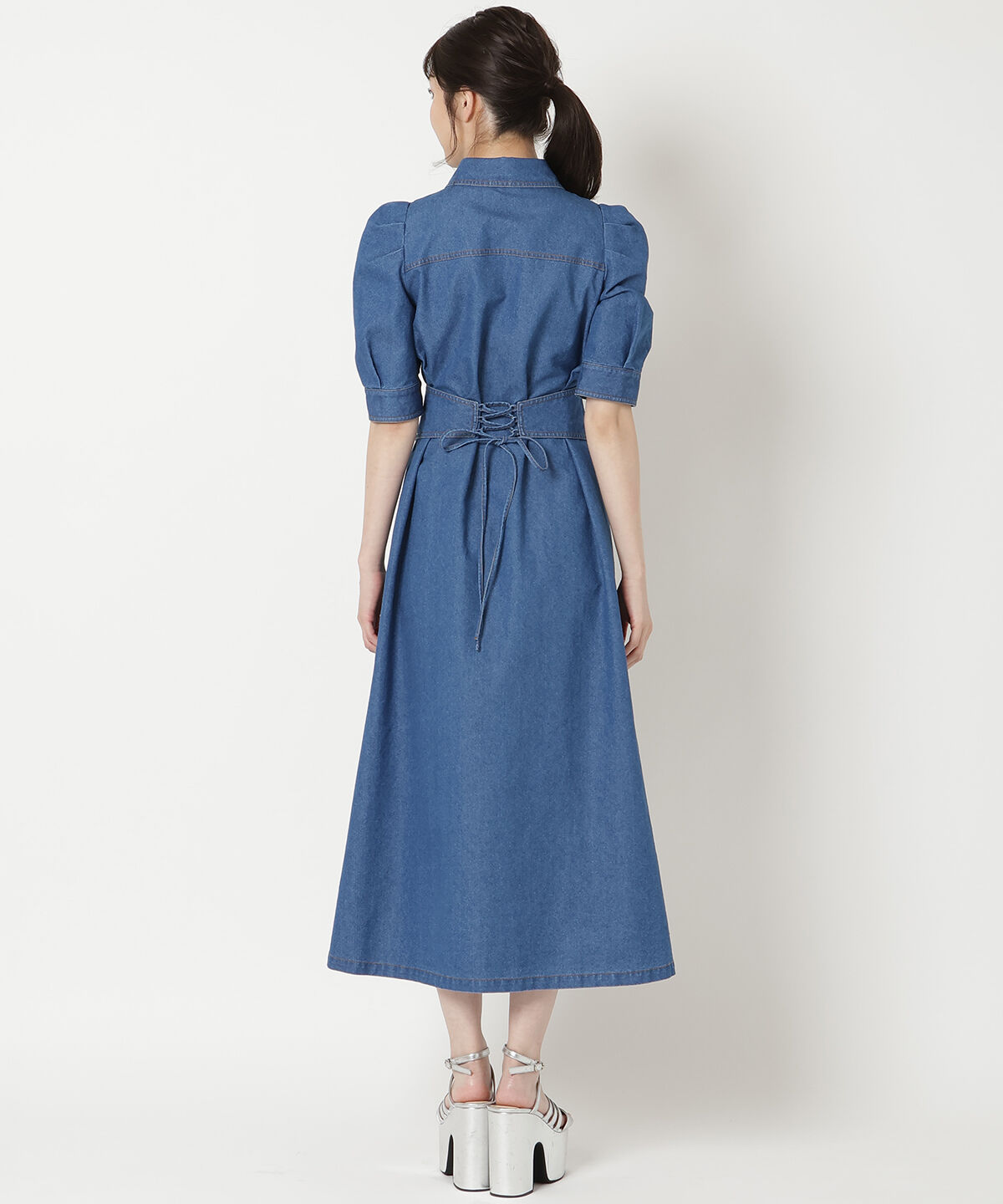 REDYAZEL「デニムポケットパワショルロングワンピース」|ワンピース|