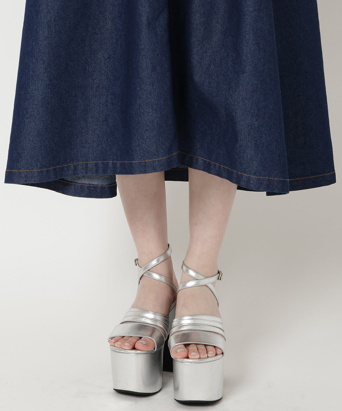 REDYAZEL「デニムポケットパワショルロングワンピース」|ワンピース|