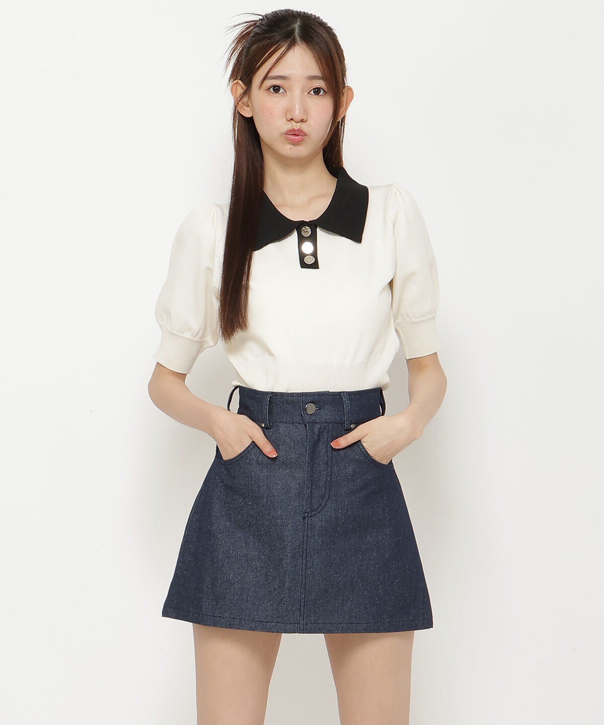 REDYAZEL「デニムライクAラインミニスカート」|スカート|