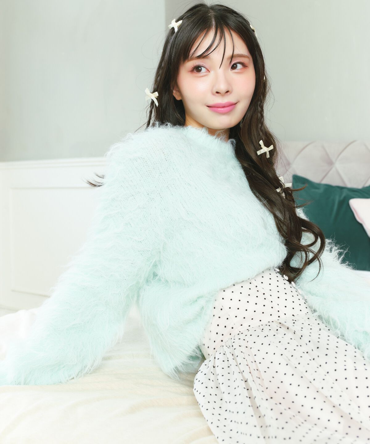 REDYAZEL「ドットチュールフレアスカート」|フレア|