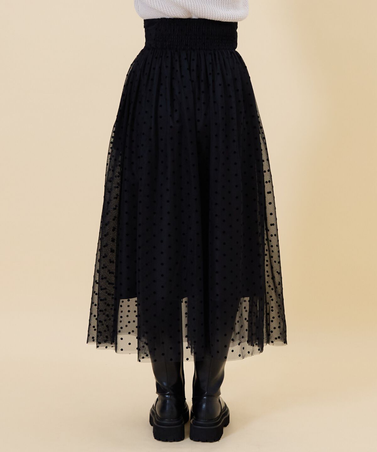 REDYAZEL「ドットチュールフレアスカート」|フレア|