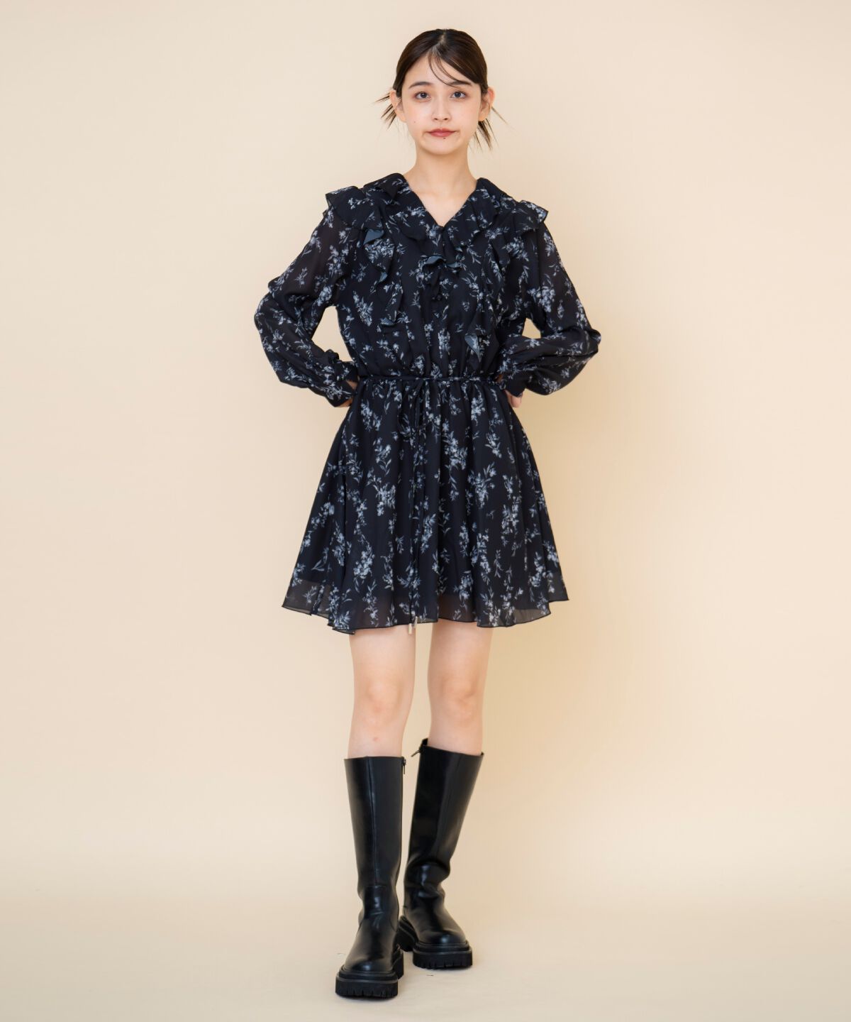 REDYAZEL「フローラルプリントシフォンミニワンピース」|ワンピース|