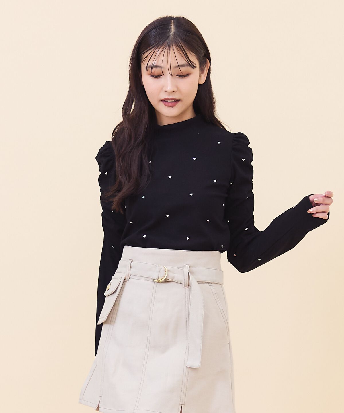 REDYAZEL「ハートストーンハイネックトップス」|Tシャツ・カットソー|