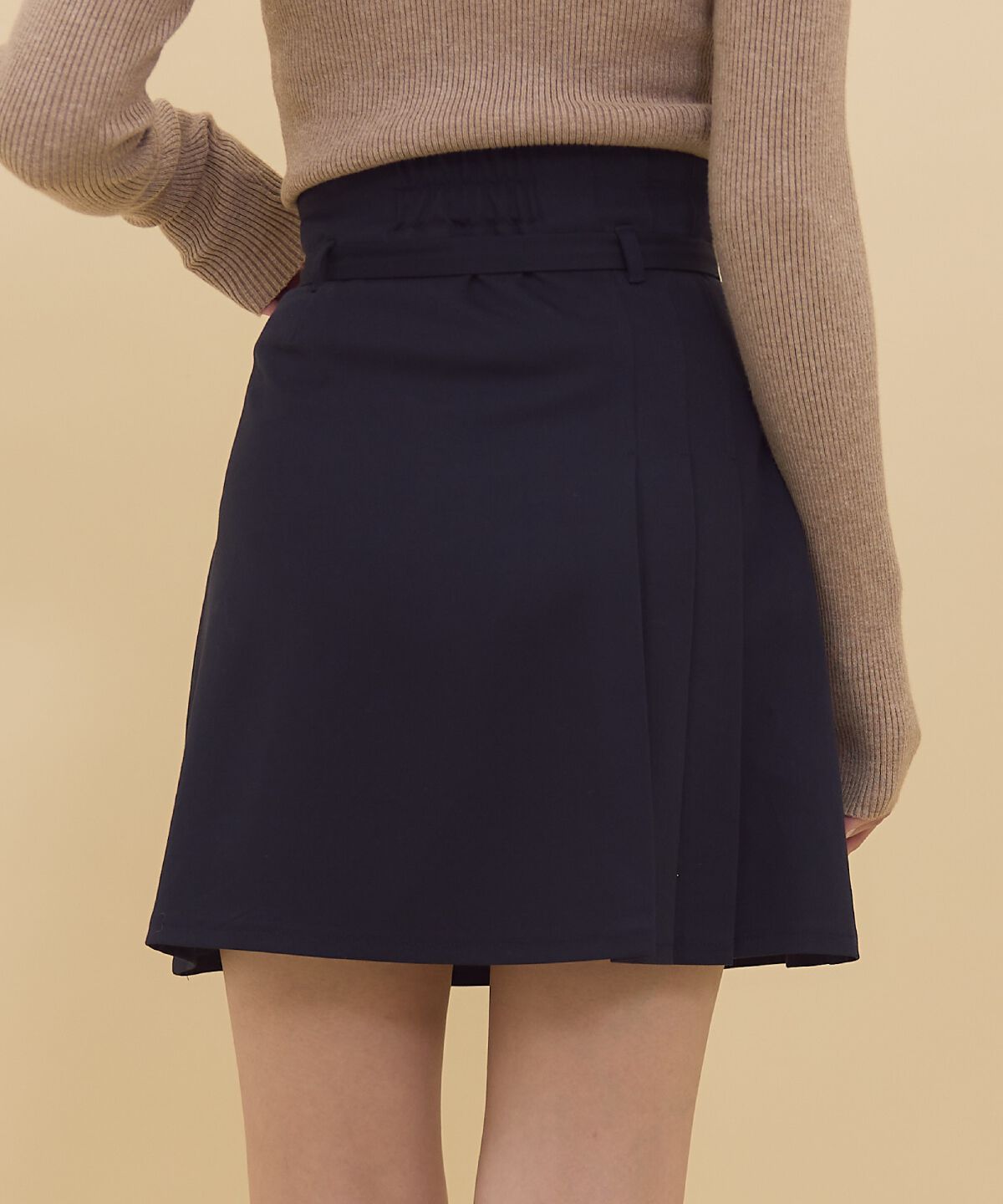 REDYAZEL「ハイウエストアシメプリーツミニスカート」|フレア|
