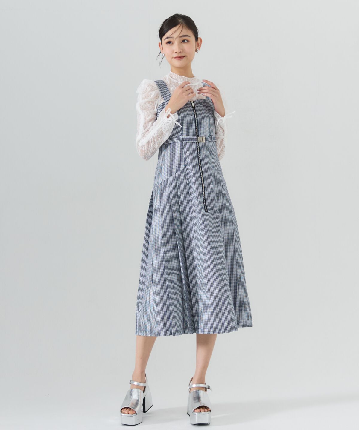 REDYAZEL「サイドプリーツジャンパースカート」|ジャンパースカート|