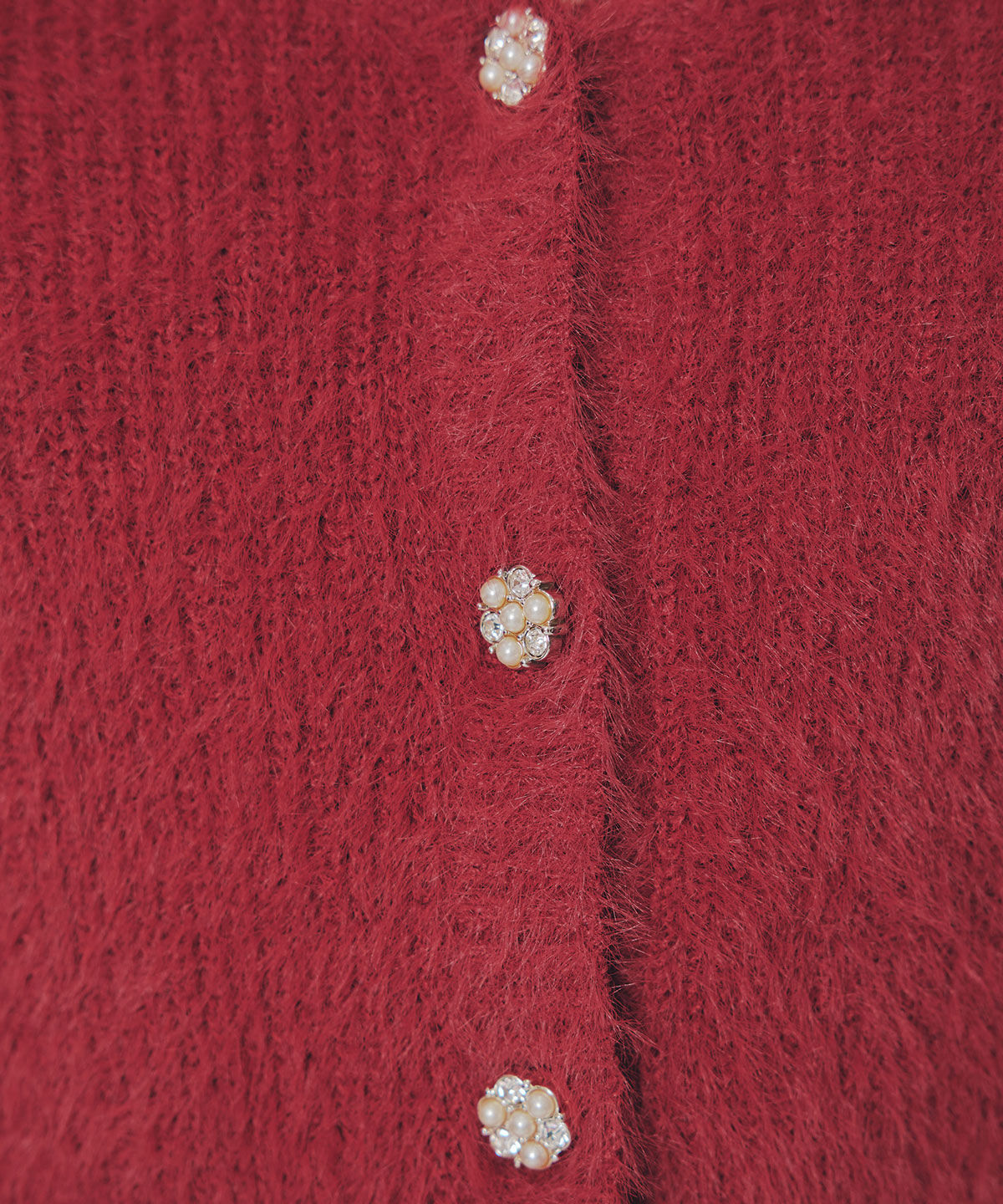 REDYAZEL「フェザーヤーンビジューボタンカーディガン」|カーディガン|