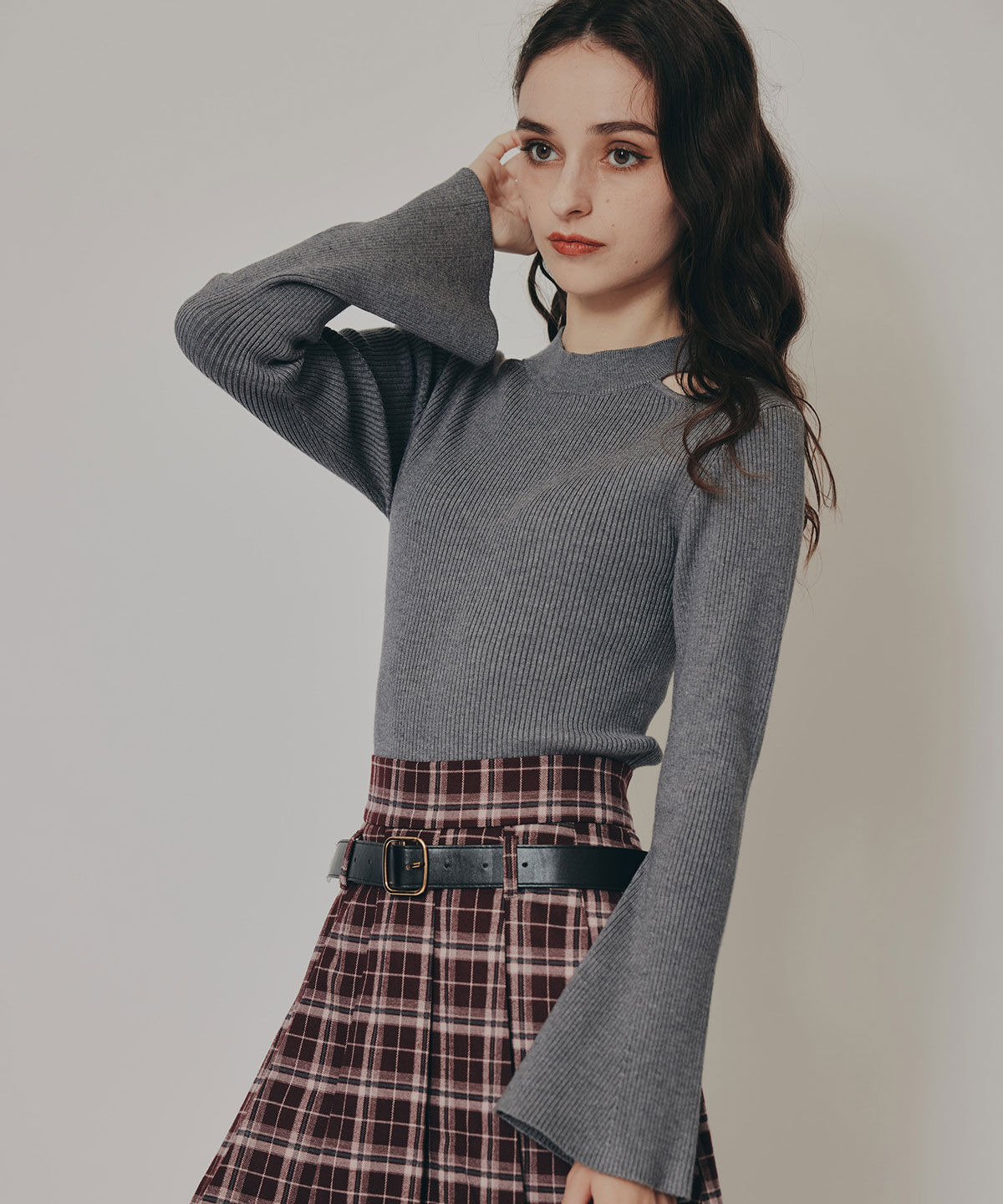 REDYAZEL「カットアウトリブニットトップス」|ニット・セーター|