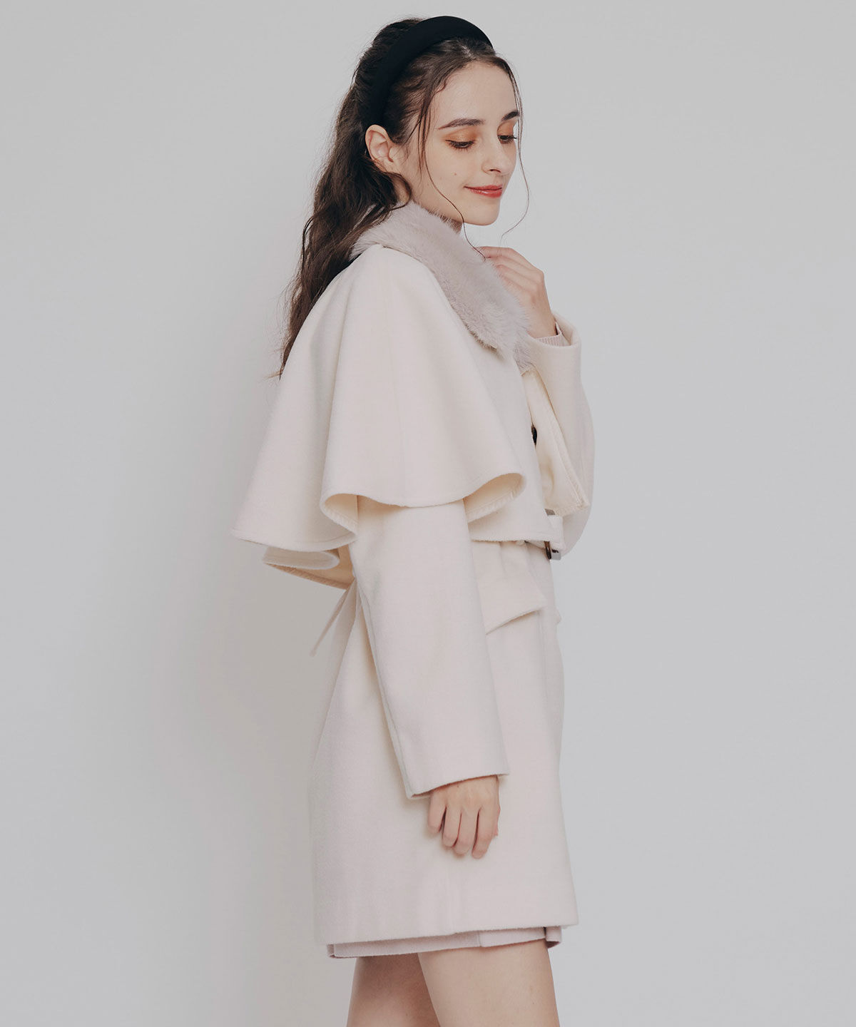 REDYAZEL「マルチWAYケープファーショートコート」|ステンカラーコート|