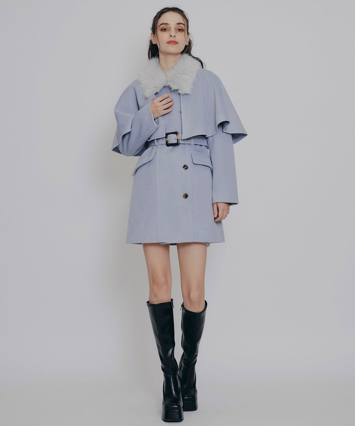 REDYAZEL「マルチWAYケープファーショートコート」|ステンカラーコート|