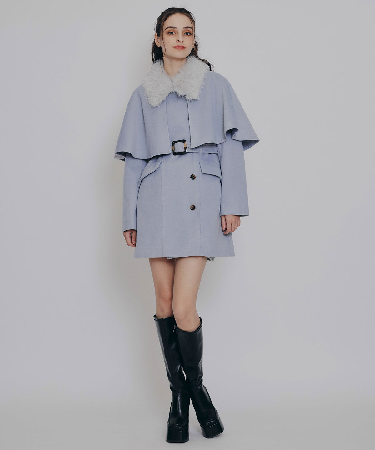 REDYAZEL「マルチWAYケープファーショートコート」|ステンカラーコート|