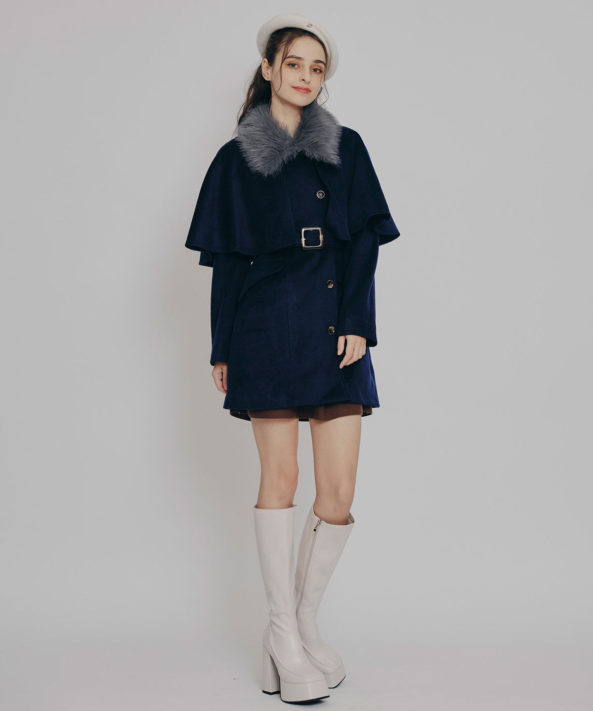 REDYAZEL「マルチWAYケープファーショートコート」|ステンカラーコート|