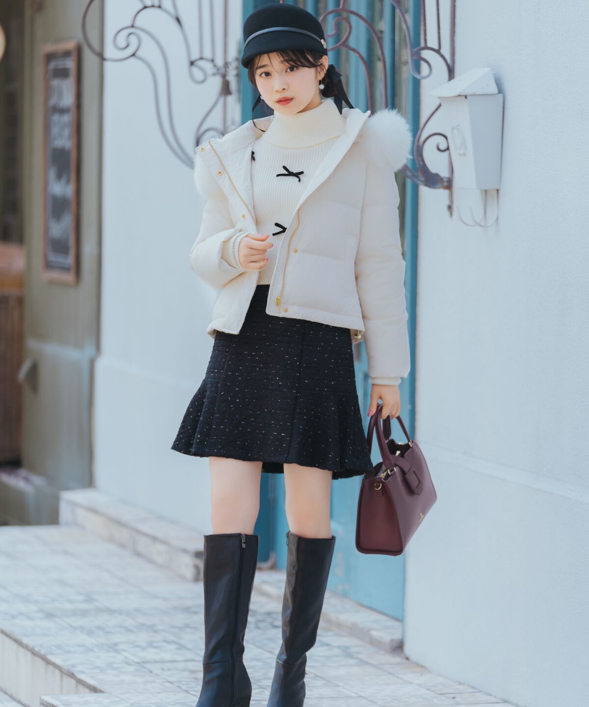 WILLSELECTION「ラメツイードフレアヘムミニスカート」|フレア|ブラック