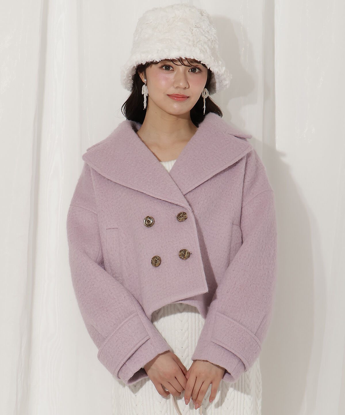 WILLSELECTION「Wボタンシャギーショートコート」|その他|ラベンダー