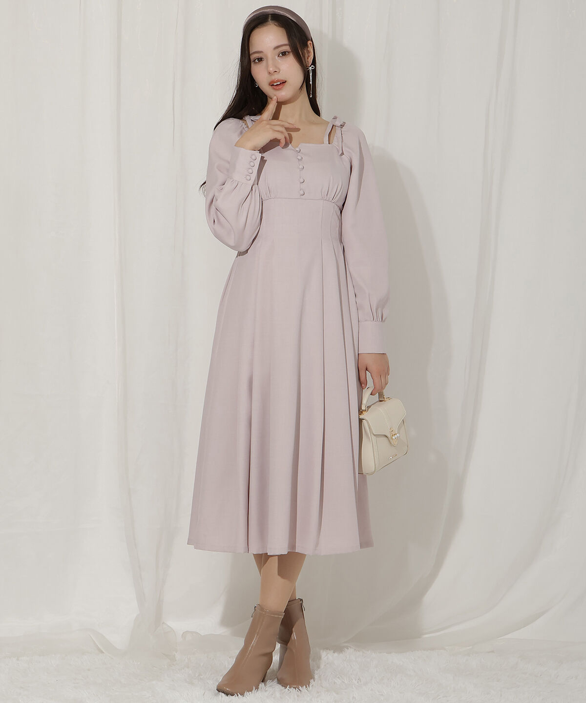 WILLSELECTION「ショルダーリボンタックフレアワンピース」|ワンピース|