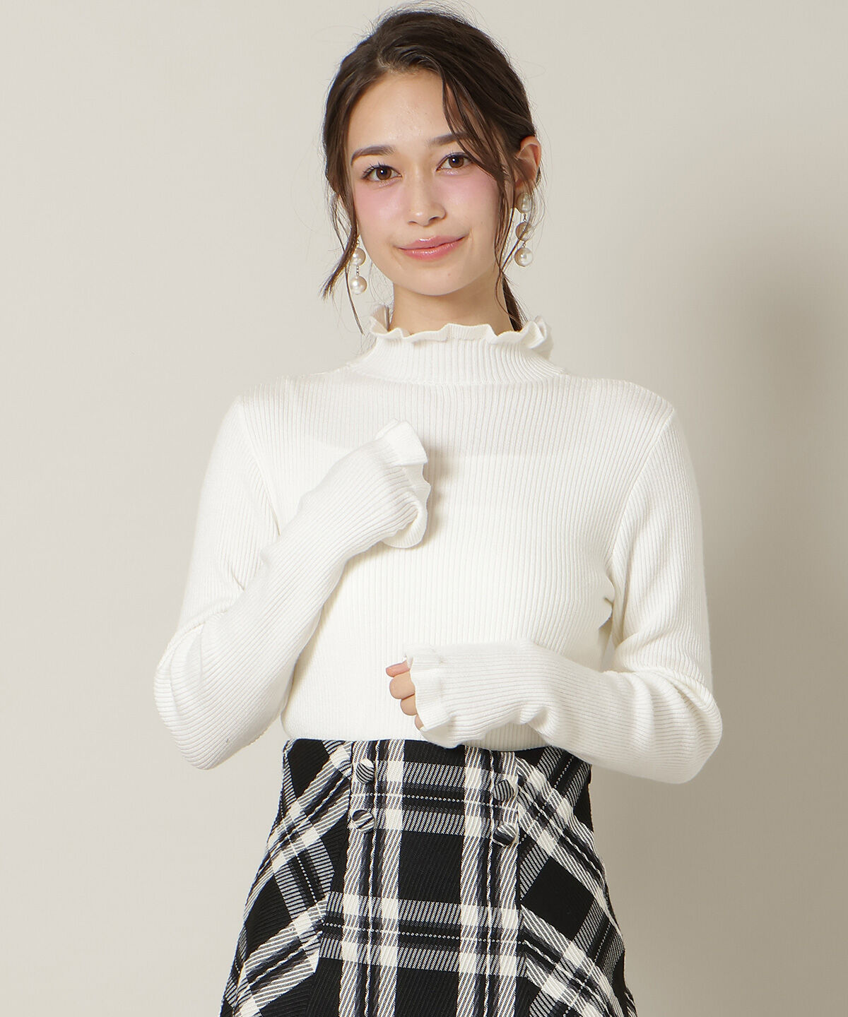 WILLSELECTION「フリルネックプルオーバー」|ニット・セーター|オフ