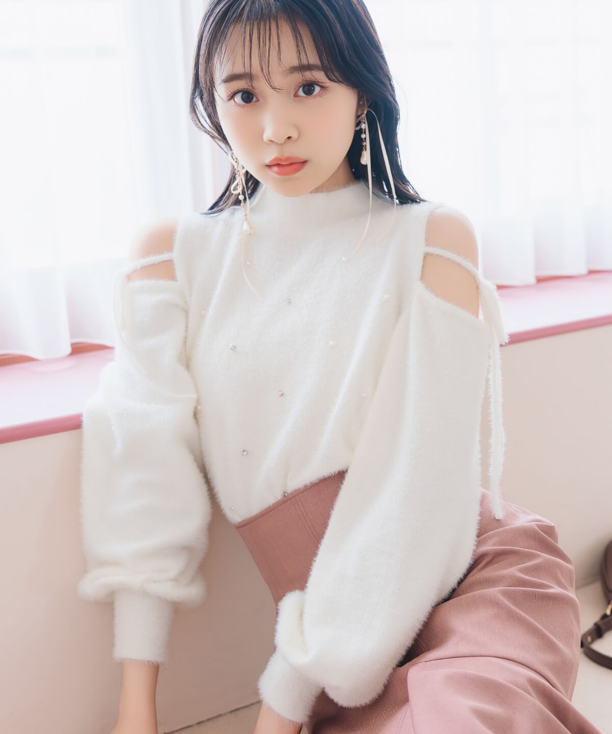 WILLSELECTION「パールビジューフェザーニットトップス」|ニット・セーター|