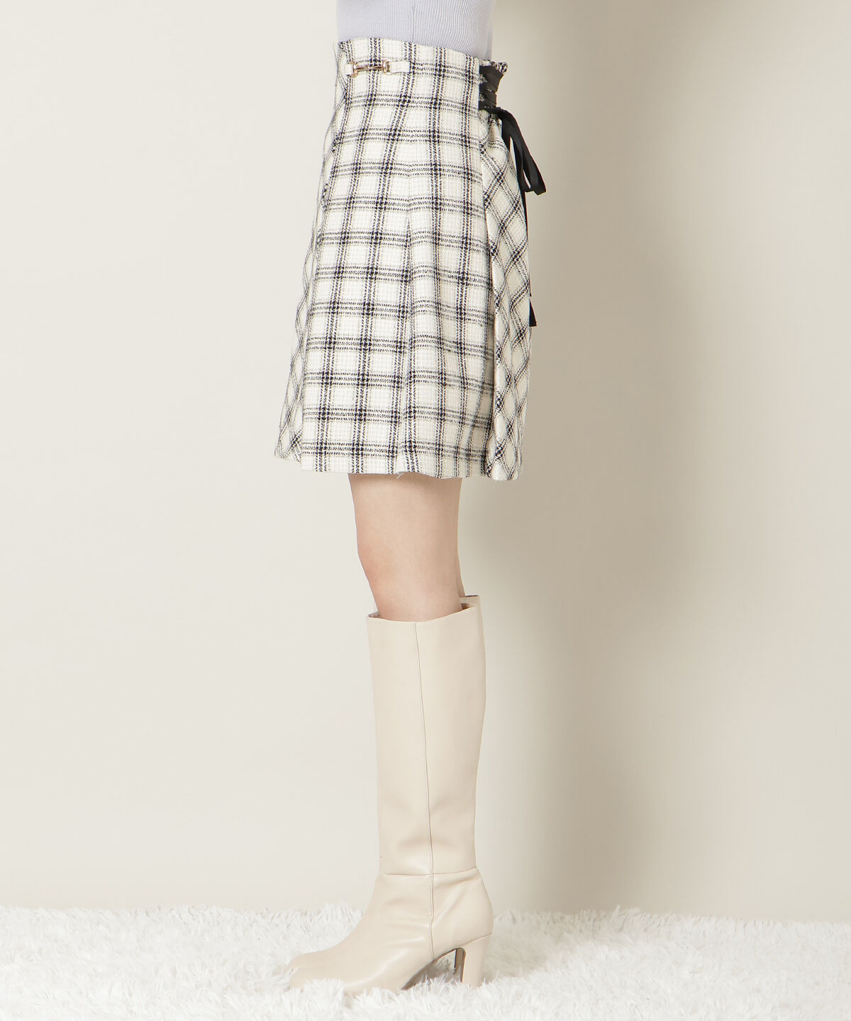 WILLSELECTION「ビットデザインツイードミニスカート」|フレア|