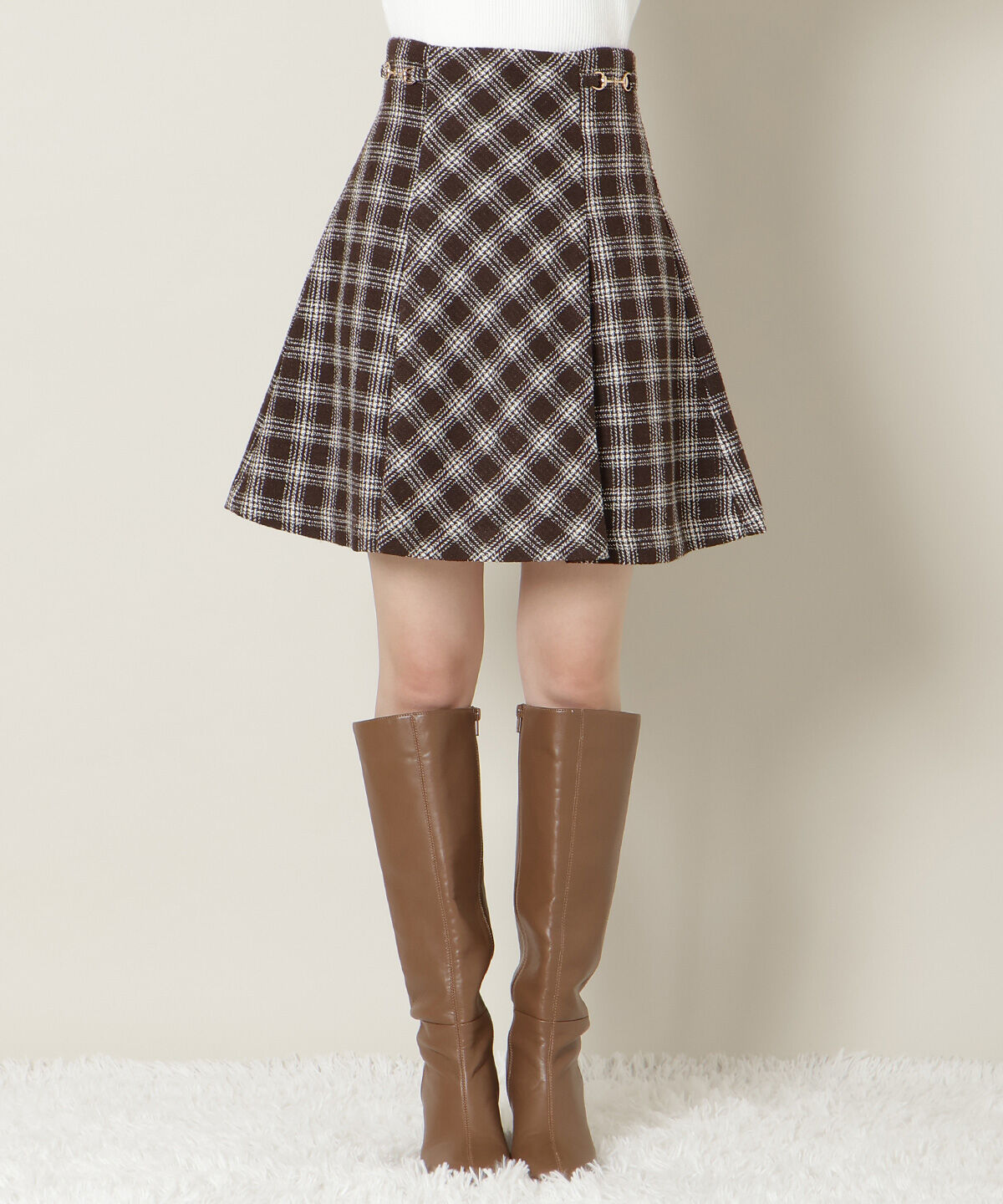 WILLSELECTION「ビットデザインツイードミニスカート」|フレア|