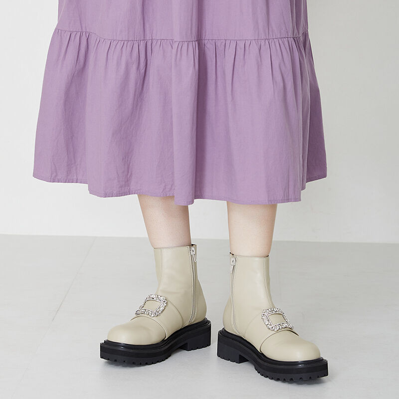 ORiental TRaffic「ビジューモチーフタンクソールブーツ/31432」|ショートブーツ|