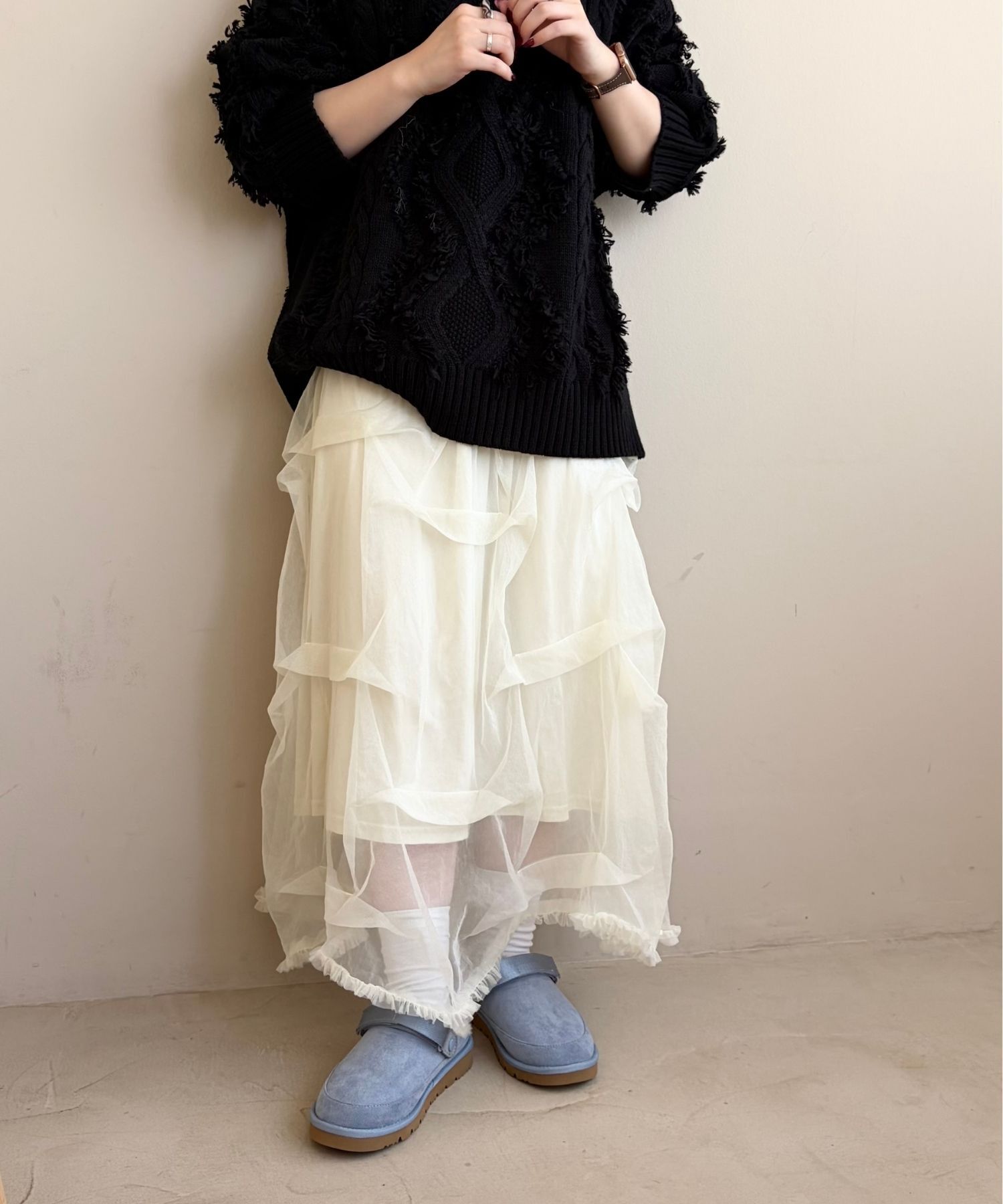 ORiental TRaffic「●2025秋冬新作●【 厚底 ・ 軽量 】 ムートン ベルト サンダル /55302 もこもこ 暖かい 防寒」|モカシン|