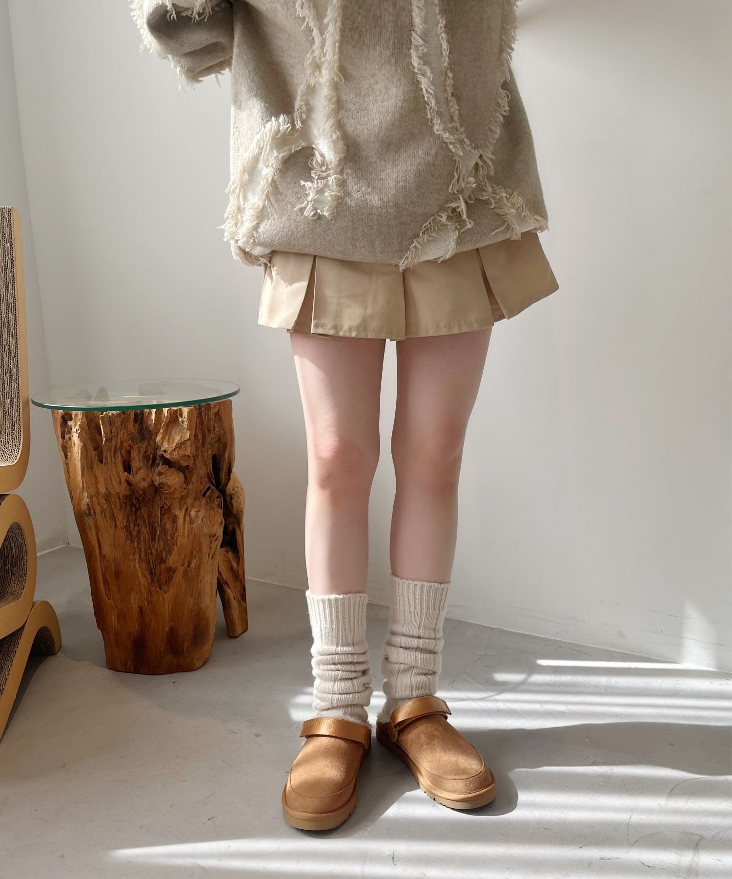 ORiental TRaffic「●2025秋冬新作●【 厚底 ・ 軽量 】 ムートン ベルト サンダル /55302 もこもこ 暖かい 防寒」|モカシン|