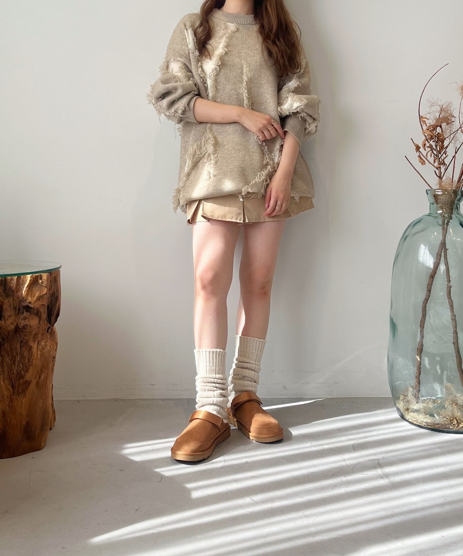 ORiental TRaffic「●2025秋冬新作●【 厚底 ・ 軽量 】 ムートン ベルト サンダル /55302 もこもこ 暖かい 防寒」|モカシン|