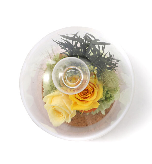 fleurage un「ガラスドーム型プリザーブドフラワー入りアレンジメント〈イエロー〉」|その他|