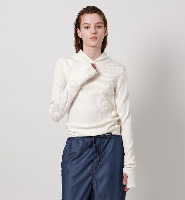 ASTRAET「＜ASTRAET＞フーデッド リブニット」|ニット・セーター|WHITE